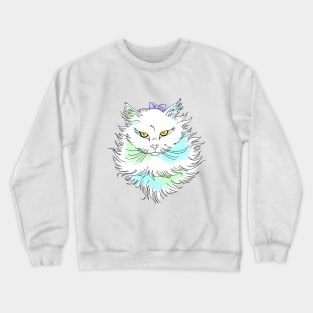 Stylish two color cat with ribbon Crewneck Sweatshirt